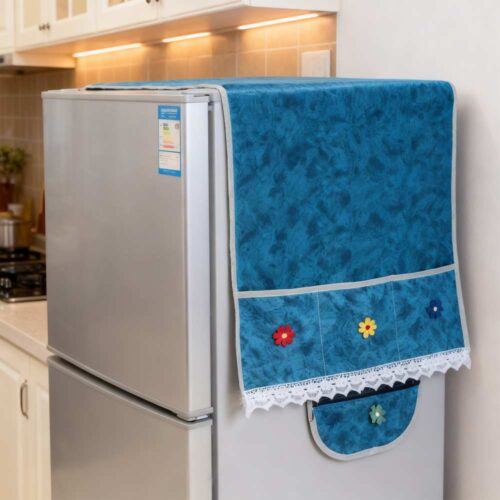 BlueRed Premium Double Door Refrigerator Top Cover with Side Pockets | Blue Color - Image 5