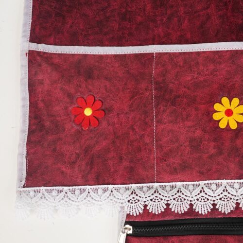 BlueRed Premium Double Door Refrigerator Top Cover with Side Pockets | Red Color - Image 11